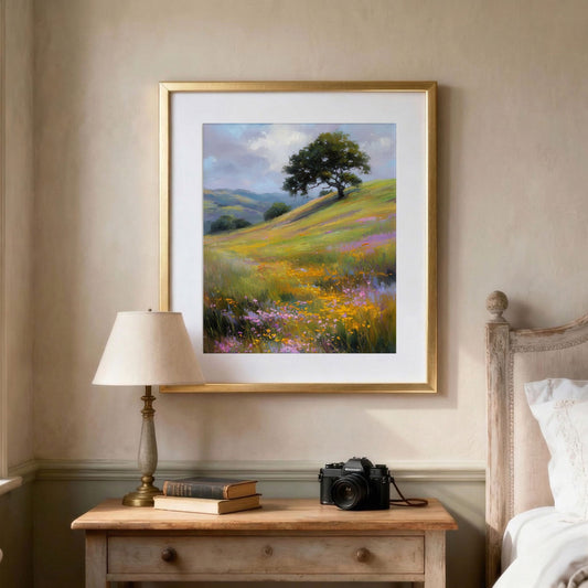 Serene Wildflower Meadow Oil Painting