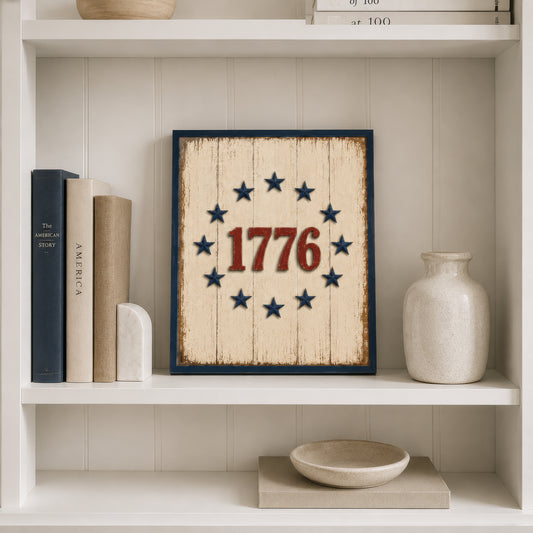 Vintage 1776 Patriotic Print, Americana Farmhouse Wall Art, 4th of July Decor (Digital Download)