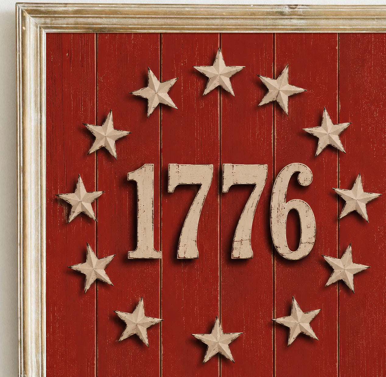 1776 Patriotic Wood Sign Wall Art, Rustic 4th of July Poster, Vintage Americana Stars Print (Digital Download)