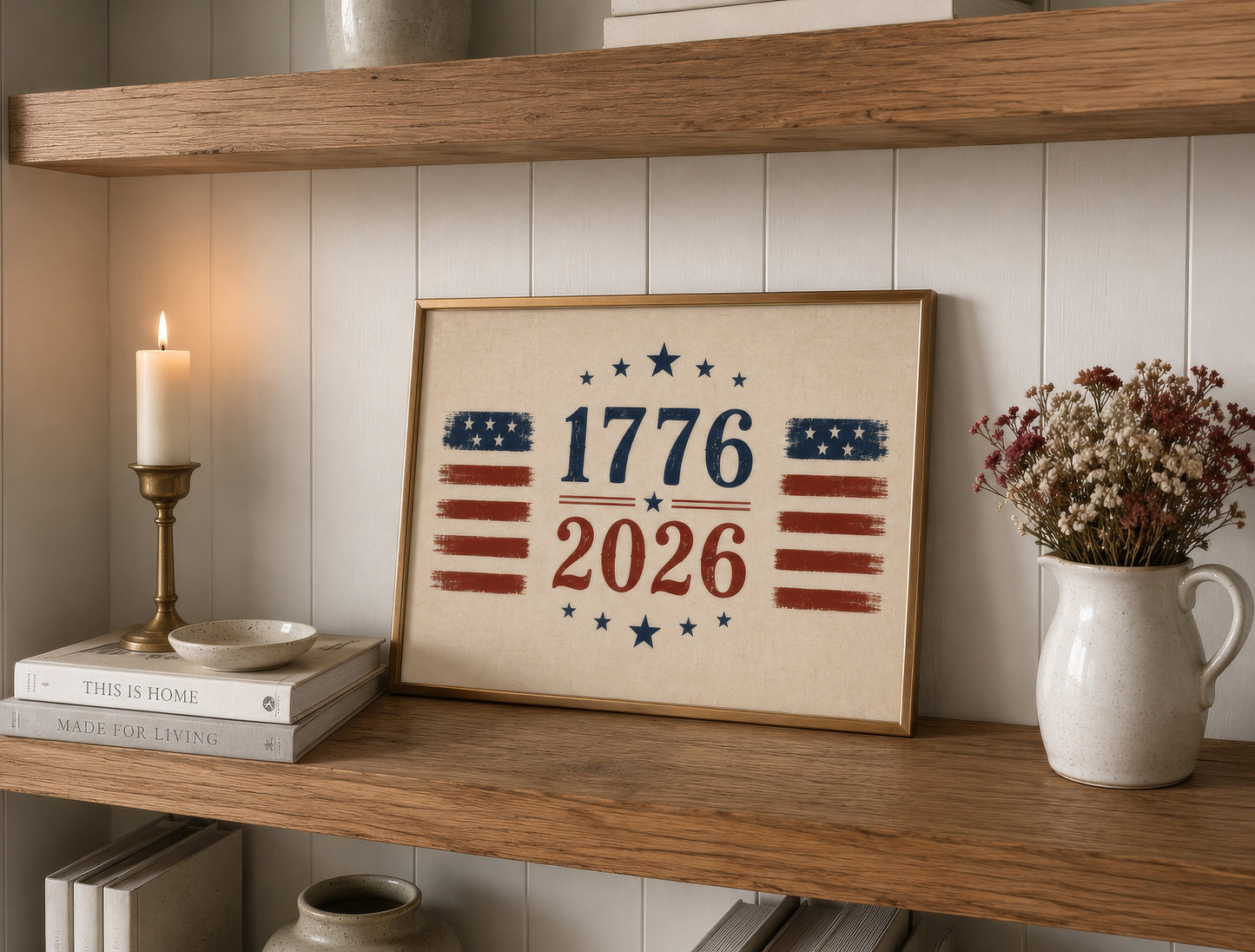1776 2026 Patriotic Wall Art, America 250th Anniversary Print, Vintage 4th of July Americana Poster
