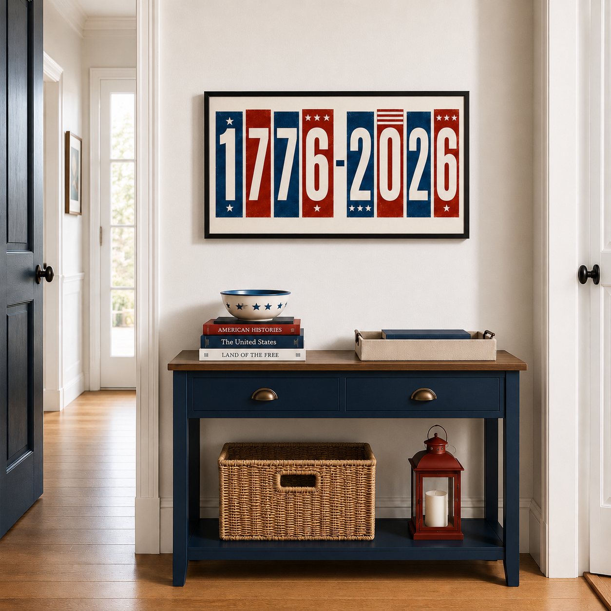 1776-2026 Patriotic Wall Art, America 250th Anniversary Print, Vintage 4th of July Typography Poster