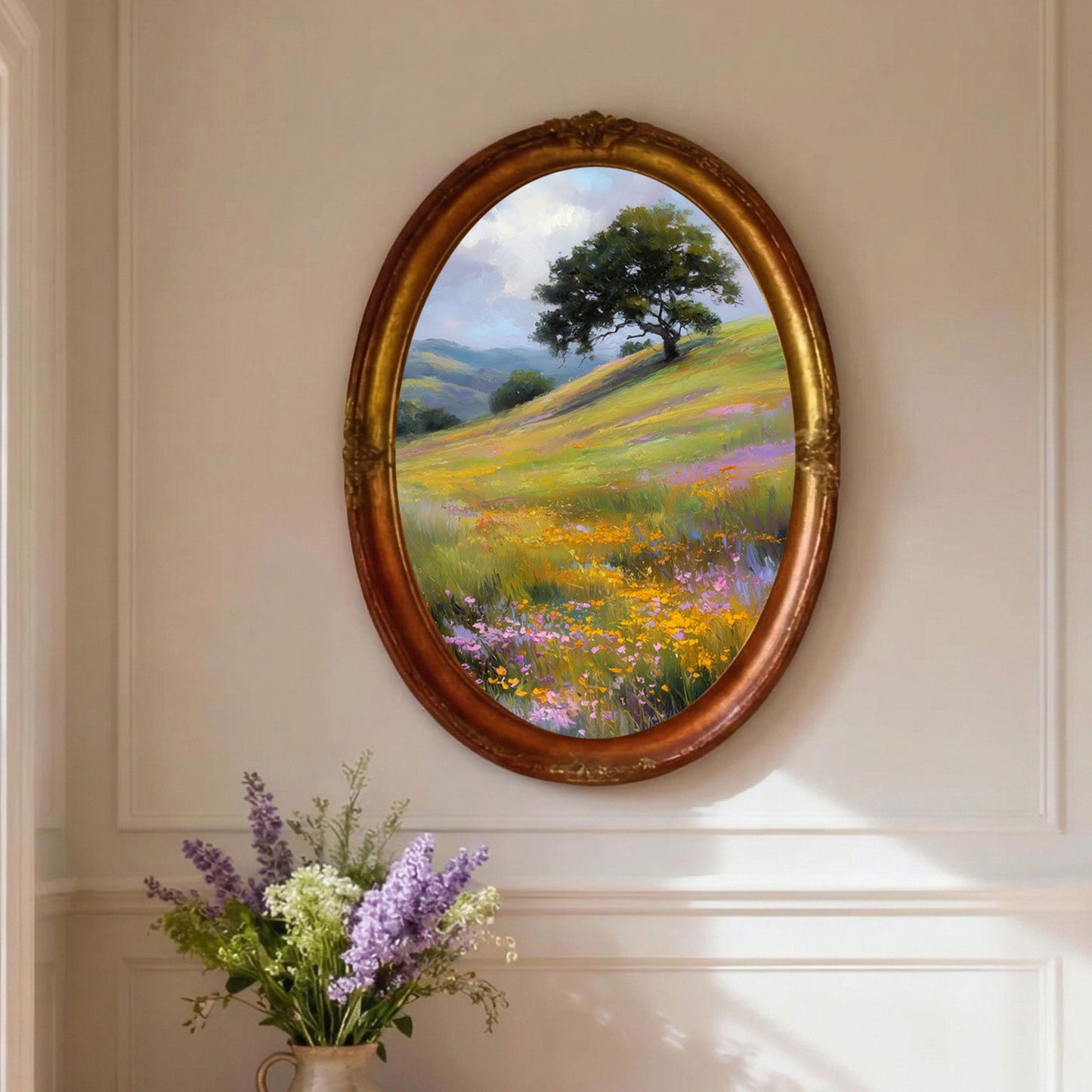 Serene Wildflower Meadow Oil Painting