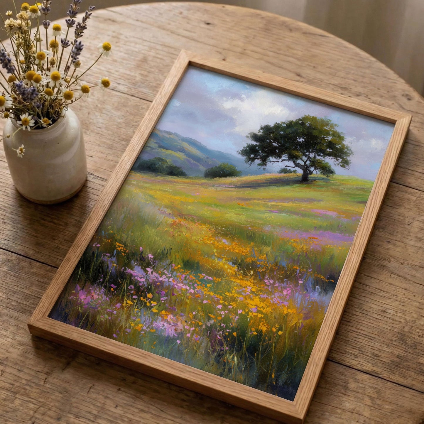 Serene Wildflower Meadow Oil Painting