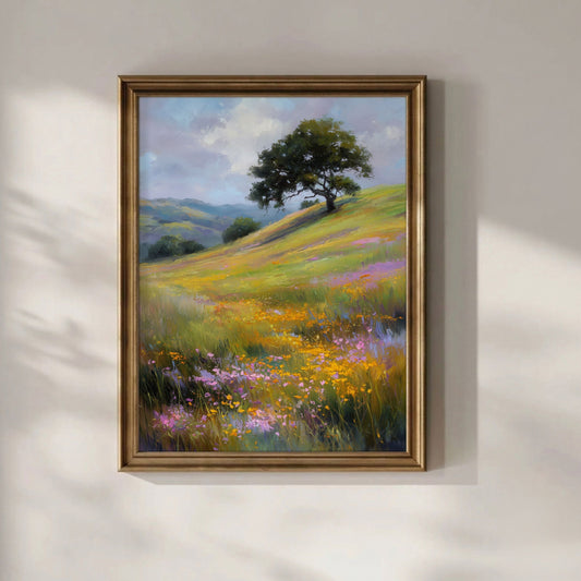 Serene Wildflower Meadow Oil Painting