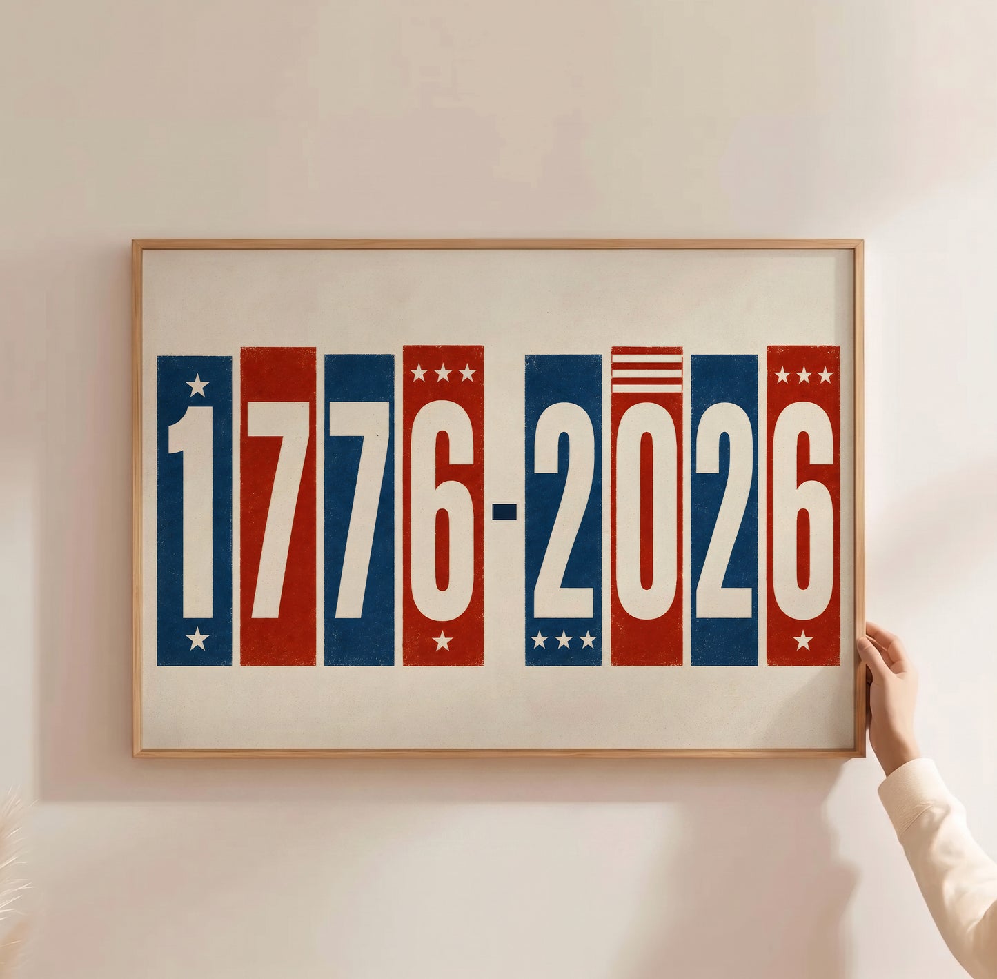 1776-2026 Patriotic Wall Art, America 250th Anniversary Print, Vintage 4th of July Typography Poster