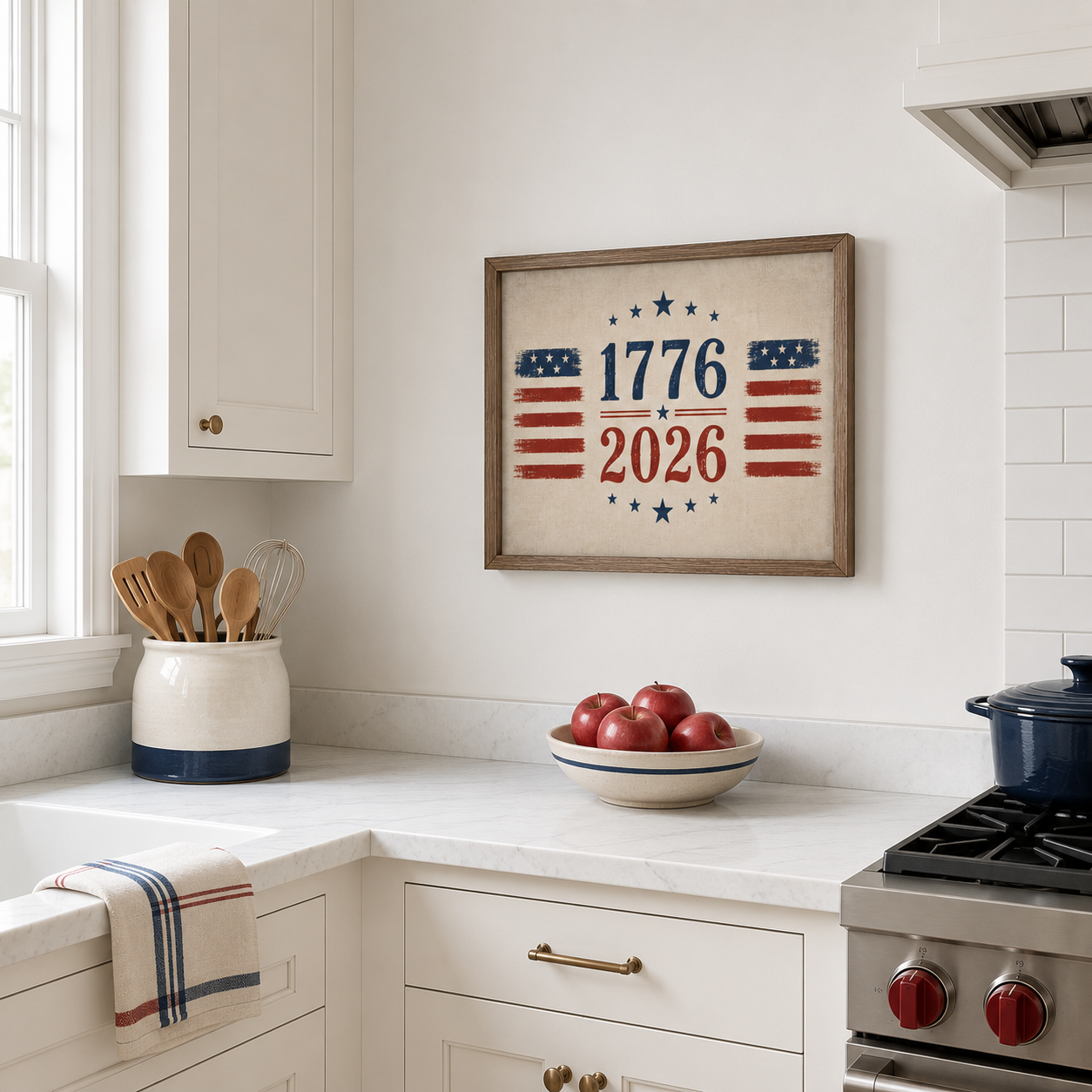 1776 2026 Patriotic Wall Art, America 250th Anniversary Print, Vintage 4th of July Americana Poster