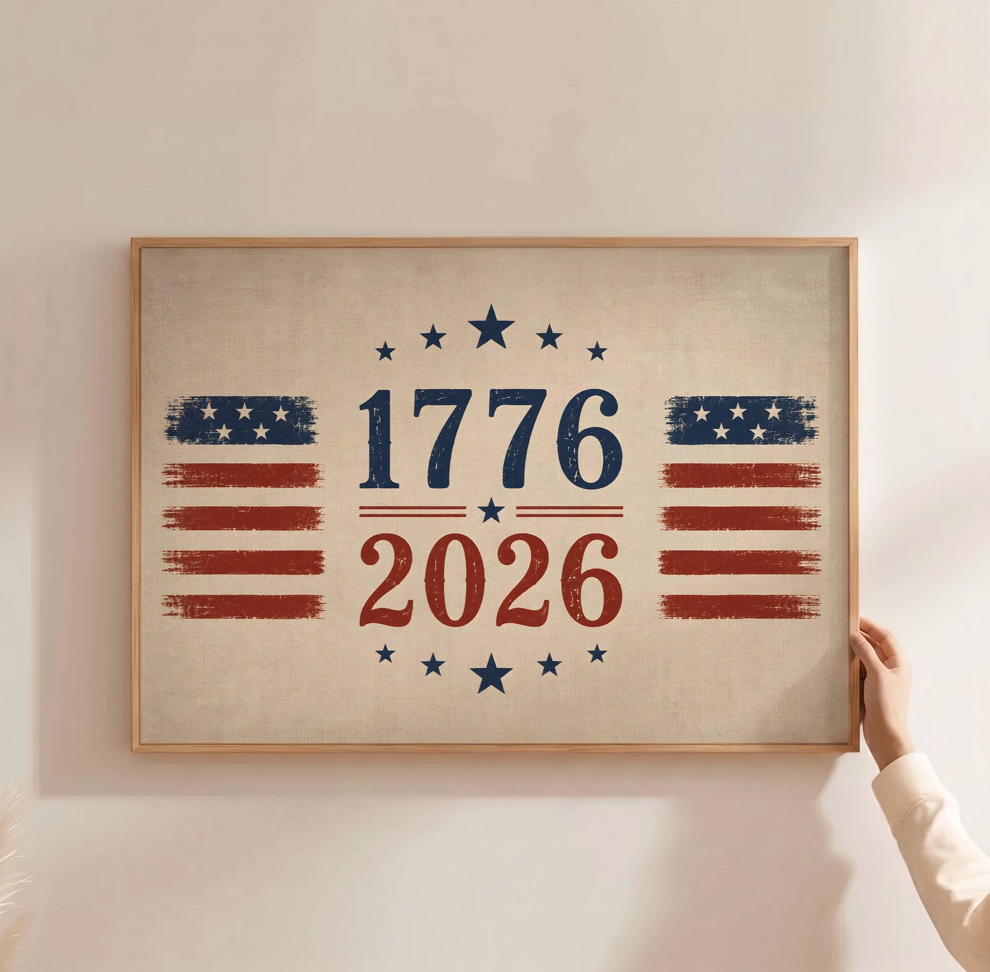 1776 2026 Patriotic Wall Art, America 250th Anniversary Print, Vintage 4th of July Americana Poster