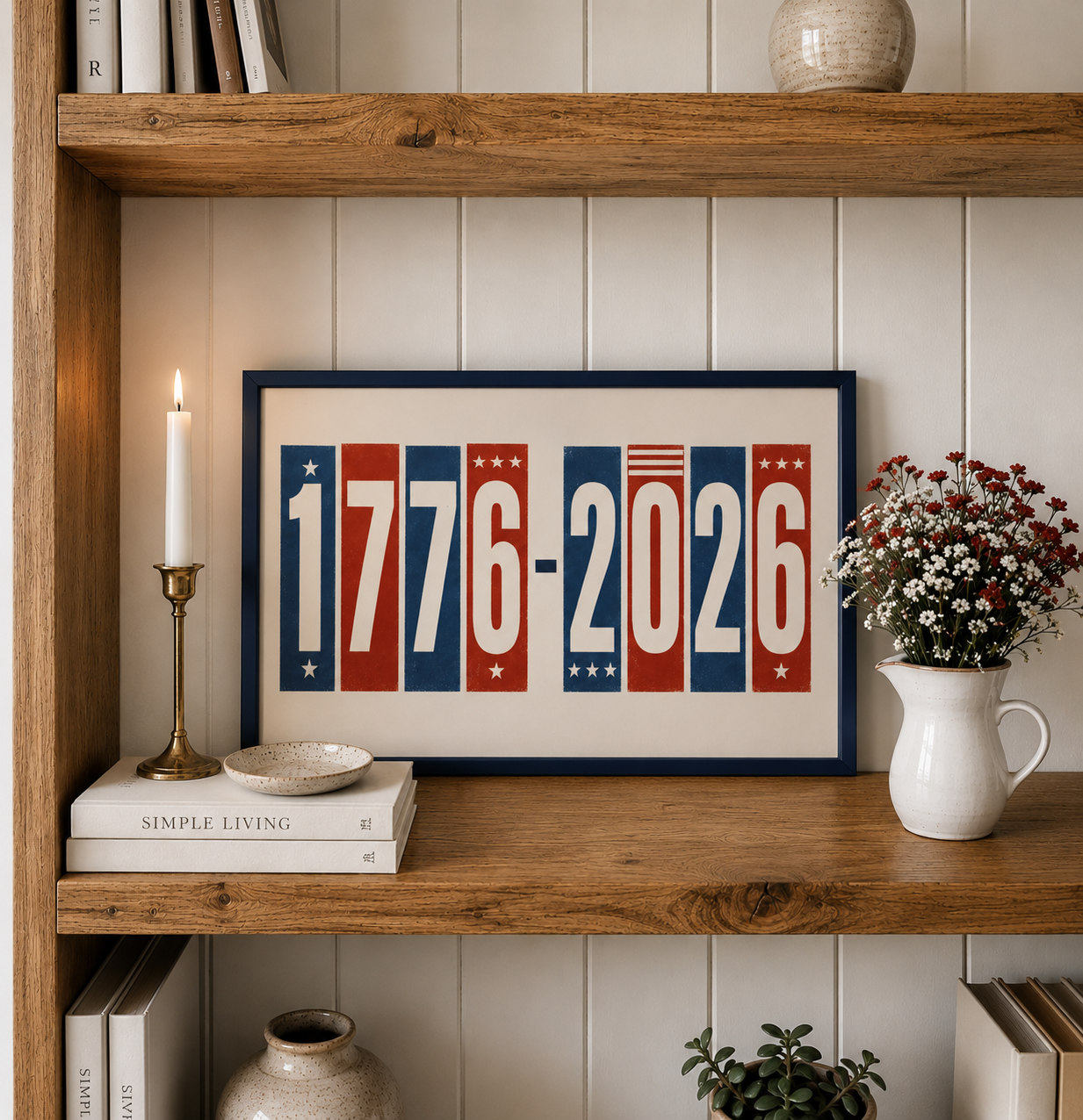 1776-2026 Patriotic Wall Art, America 250th Anniversary Print, Vintage 4th of July Typography Poster