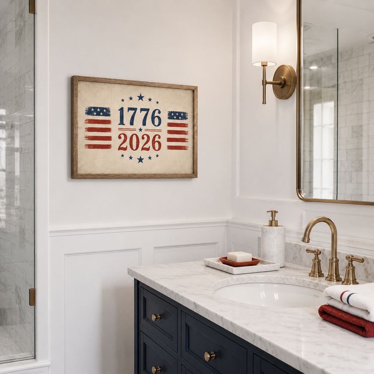 1776 2026 Patriotic Wall Art, America 250th Anniversary Print, Vintage 4th of July Americana Poster