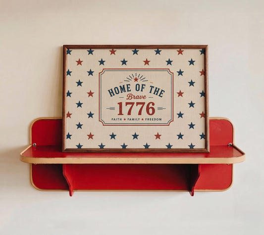 Home of the Brave 1776 Wall Art, Patriotic Americana Poster, 4th of July Vintage USA Decor