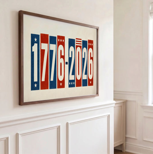 1776-2026 Patriotic Wall Art, America 250th Anniversary Print, Vintage 4th of July Typography Poster