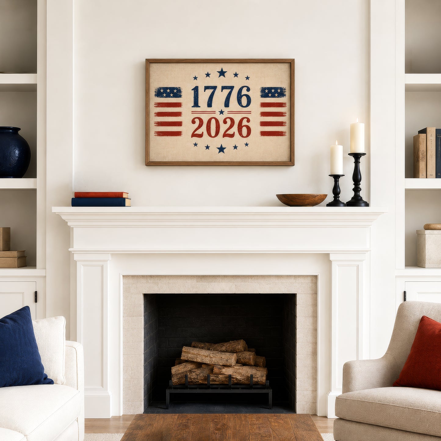 1776 2026 Patriotic Wall Art, America 250th Anniversary Print, Vintage 4th of July Americana Poster