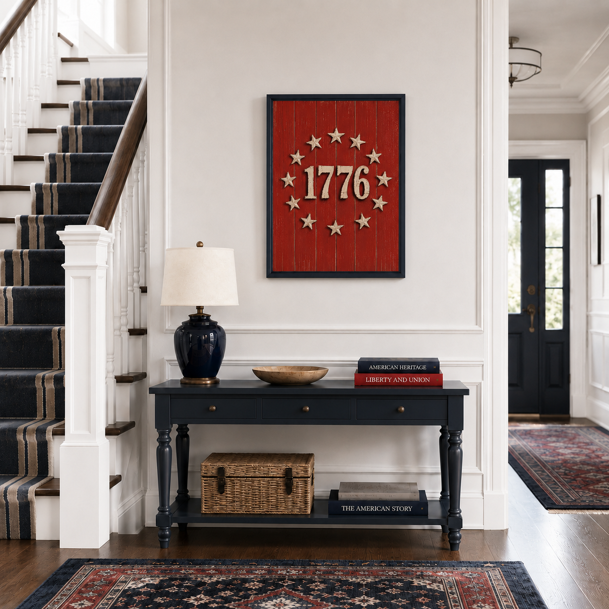 1776 Patriotic Wood Sign Wall Art, Rustic 4th of July Poster, Vintage Americana Stars Print (Digital Download)